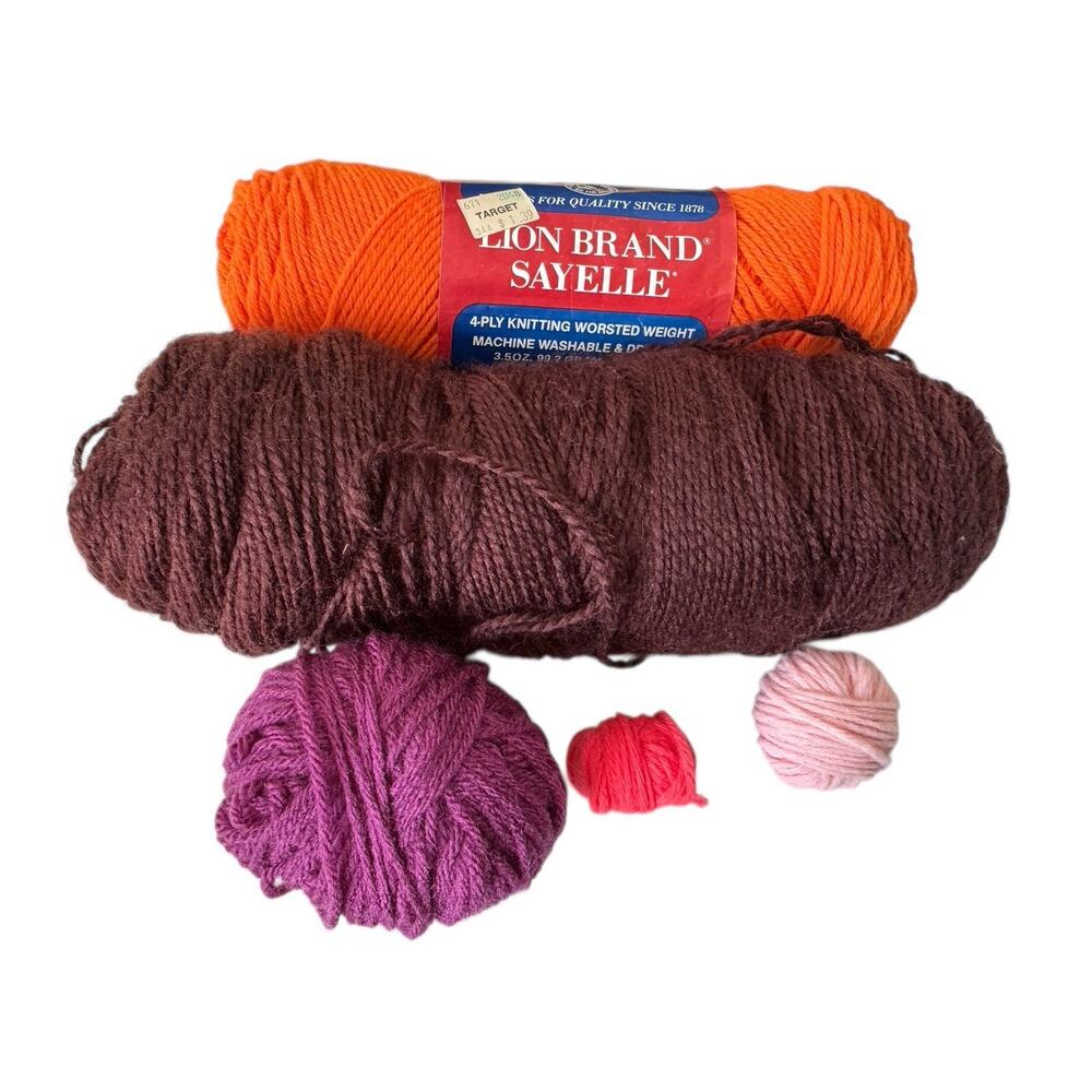 Mixed Yarn Lot Lion Brand Sayelle +‎ Unlabeled Partial Balls 17oz Sewing Crochet